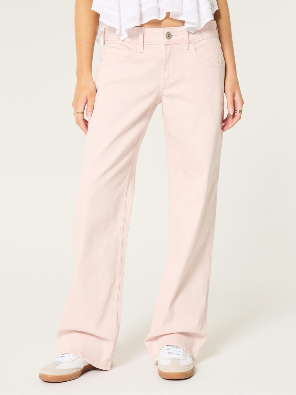 Hollister Low-Rise Light Pink Baggy Jeans